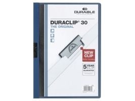 DURABLE DURACLIP 30 - Klipsfil - for A4 (210 x 297 mm) - kapasitet: 30 ark - mørkeblå med transparent frontdekke