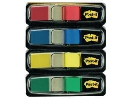 Post-it® Index små flaggor, 4 assorterade färger, 4 block och 35 ark