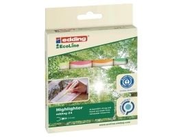 edding EcoLine 24 - Markeringspenn - gul, oransje, rosa, lysegrønn - vannbasert blekk - 2-5 mm (en pakke 4)