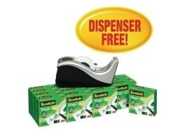 Tape, Scotch Magic, usynlig tape, inkl. dispenser, 10 ruller, 19 mm x 33 m