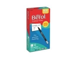 Fibertuscher, Berol Colourfine, 12 ass. farver, pakke a 12 stk
