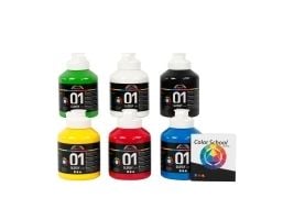 Akryylimaali a-color 01 - kiiltävä, 6 500 ml:n pulloa eri väreissä