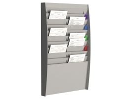 Brochureholder Paperflow® med 20 rum grå - til vægmontering