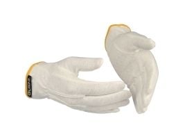 Bomuldshandsker Guide 549, PVC-dupper, str. 8, pakke a 12 par