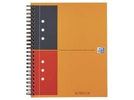 Oxford International A5+ - Notisbok - spiralbundet - 80 ark / 160 sider - hvitt papir - linjert - 12 hull - oransje perm - kartong