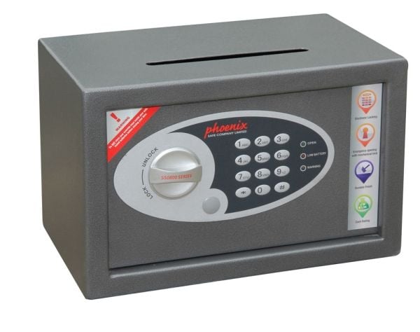 Phoenix Safe Co. Vela SS0801ED, 10 l, Grafitt, Nøkkel, Stål, 310 mm, 200 mm