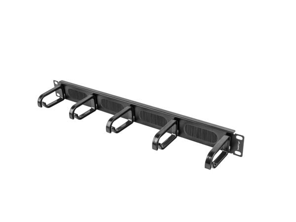 Lanberg Type B - Cable management panel with brush - svart - 1U - 19"