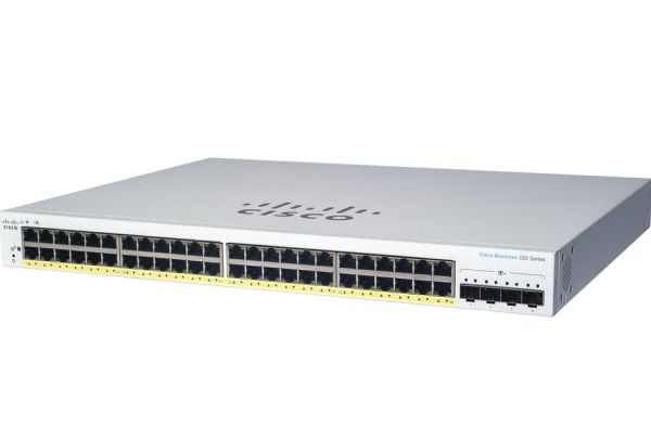 Cisco Business 220 Series CBS220-24P-4X - Switch - smart - 24 x 10/100/1000 (PoE+) + 4 x 10 Gigabit SFP+ (opplenke) - rackmonterbar - PoE+ (195 W)