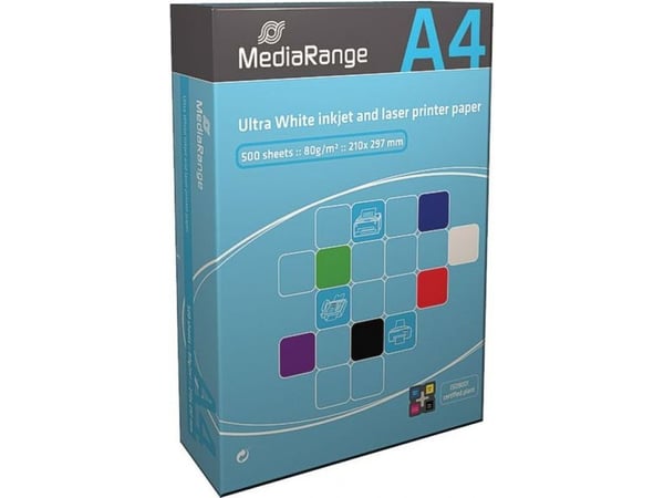 MediaRange - Sterkt hvitt - A4 (210 x 297 mm) - 80 g/m² - 500 ark vanlig papir