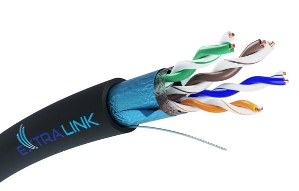 Extralink V2 - Samlet kabel - 5.7 mm - F/UTP (ScTP) - CAT 5e - utendørs, retractable (on reel)