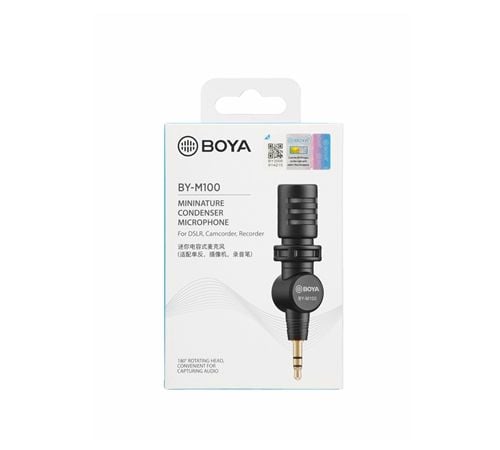 BOYA BY-M100, Digitalt kamera, 50 - 18000 Hz, Trådløs, 3.5 mm (1/8"), Sort, DC