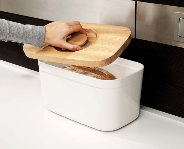 Joseph Joseph Bread Bin, Rektangulær, Hvit, Bamboo, Plast, Tre, Bamboo, 180 mm