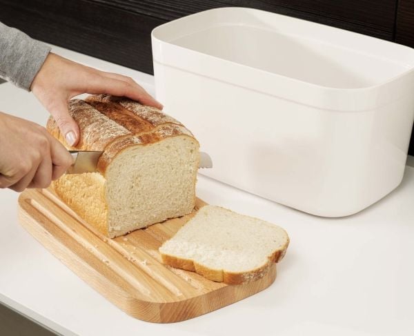 Joseph Joseph Bread Bin, Rektangulær, Hvit, Bamboo, Plast, Tre, Bamboo, 180 mm