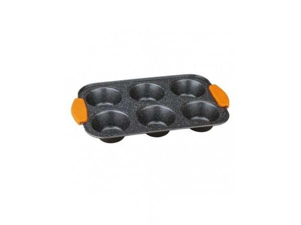Berlinger Haus BH/1137, Cupcake-/muffinsformar, Rund, Flat yta, 210 ° C, Svart, Orange, Kolstål, Silikon