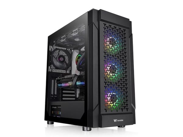 Thermaltake Versa T27 TG ARGB - Mid tower - utvidet ATX (E-ATX) - sidepanel med vindu (herdet glass) - ingen strømforsyning (PS/2) - svart - USB/lyd