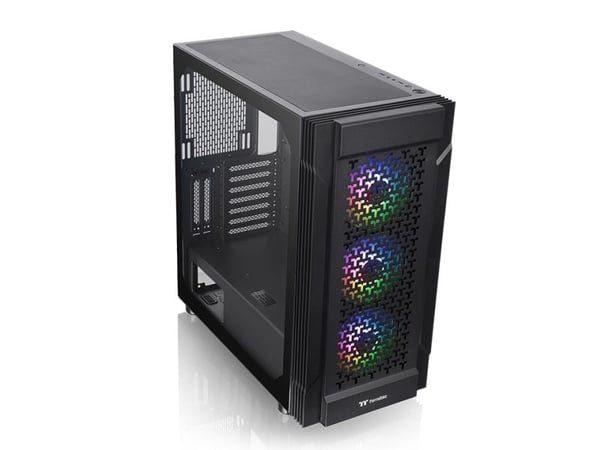 Thermaltake Versa T27 TG ARGB - Mid tower - utvidet ATX (E-ATX) - sidepanel med vindu (herdet glass) - ingen strømforsyning (PS/2) - svart - USB/lyd