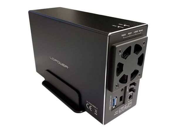 LC-Power LC-35U3-RAID-2, HDD-kabinett, 3.5", SATA, Serial ATA II, Serial ATA III, 5 Gbit/s, USB-tilkobling, Sort
