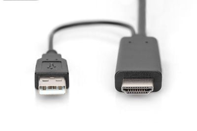 DIGITUS - Adapterkabel - DisplayPort hann til HDMI, USB (kun strøm) hann - 2 m - 4K 30Hz støtte
