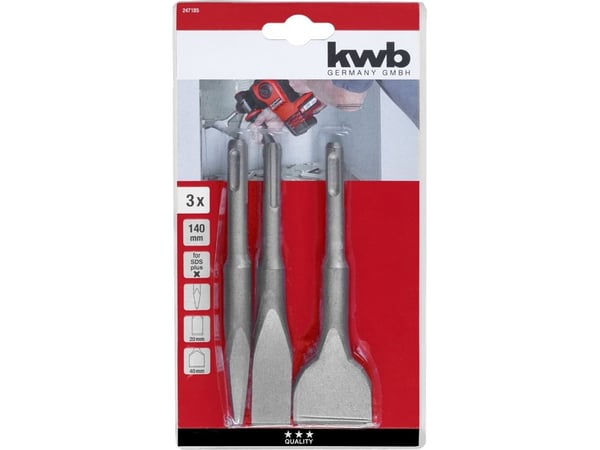 kwb 247185, Borrhammare, Spetsig mejselbits, 140 mm, Betong, Sten, SDS Plus, Blåsa
