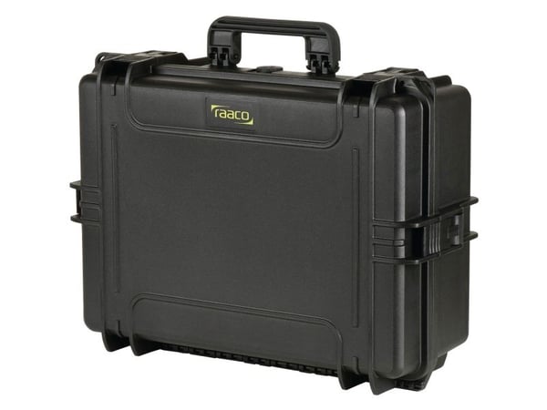 raaco FlightCase 5, Musta, Polypropeeni (PP), Pölynkestävä, Kemikaalinkestävä, Vesitiivis, Kylmänkestävä, 555 mm, 428 mm, 211 mm