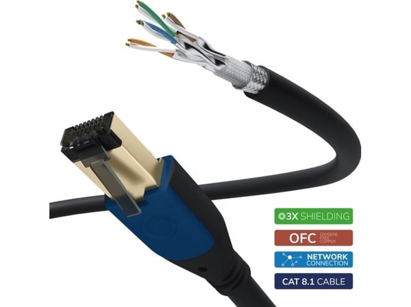 OEHLBACH D1C19351, 0,5 m, Cat8.1, RJ-45, RJ-45, Sort