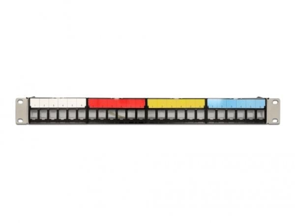 Delock - Svart dekkstein patchpanel - skapmonterbar - svart - 1U - 19" - 24 porter