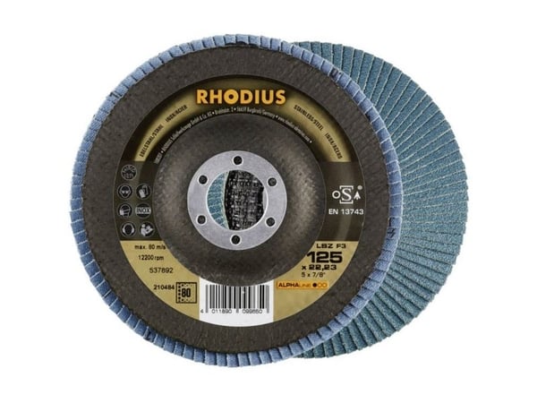 Rhodius 210484 LSZ F3 lamellslipeskive diameter 125 mm boringsdiameter 22,23 mm kornstørrelse 80 rustfritt stål 1 stk