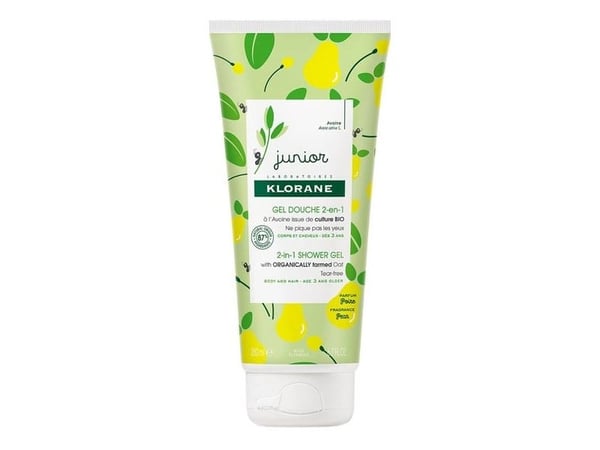 Klorane Junior Pear 2-i-1 dusjgel & sjampo havre 200 ml (for barn)