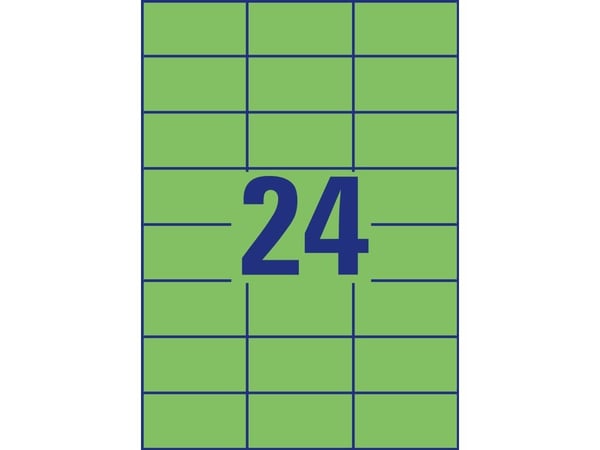 Avery - Vihreä - 70 x 37 mm 2400 tarraa (100 arkkia x 24) tarraa kalvokansioihin
