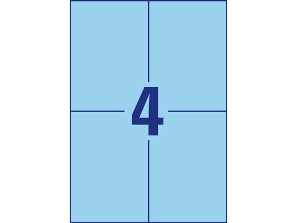 Avery - Blå - A6 (105 x 148 mm) 400 etikett(er) (100 ark x 4) filmappeetiketter