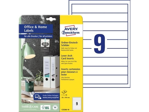 Innleggsryggskilt hvit for 4,5 cm (C32266-10)