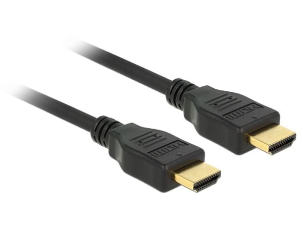 Delock - HDMI-kabel med Ethernet - HDMI hann til HDMI hann - 1 m - tredobbeltskjermet snodd ledningspar - svart - 4K-støtte