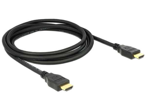 Delock - HDMI-kabel med Ethernet - HDMI hann til HDMI hann - 1 m - tredobbeltskjermet snodd ledningspar - svart - 4K-støtte