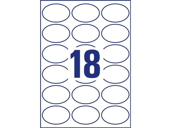 Avery L6024REV - Fjernbart adhesiv - hvit - 42,3 x 63,5 mm (oval) 450 stk (25 ark x 18) merkelapper
