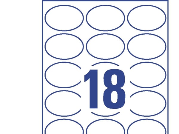 Avery L6024REV - Fjernbart adhesiv - hvit - 42,3 x 63,5 mm (oval) 450 stk (25 ark x 18) merkelapper
