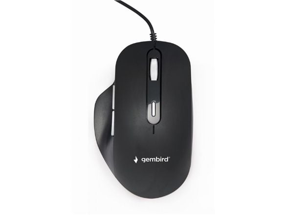 Gembird - Mus - ergonomisk - optisk - 6 knapper - kablet - USB 2.0 - svart - giftbox with transparent window