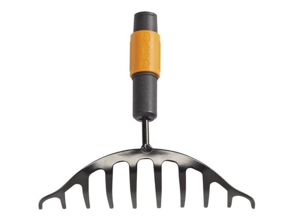 Fiskars QuikFit, Trädgårdsräfsa, Svart, Stål, Orange, 1 styck, 225 mm