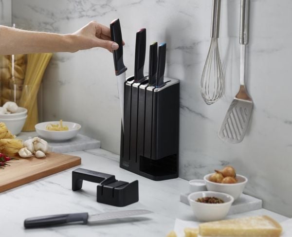 Joseph Joseph Elevate, Kniv sett, Rustfritt stål, 1 verktøy, Knivsliper, Sort, Sort