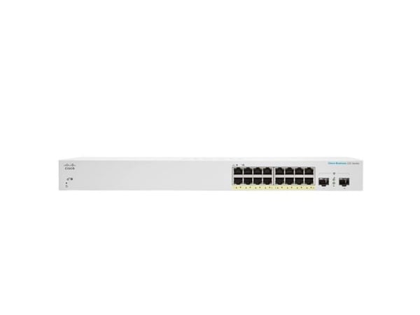 Cisco Business 220 Series CBS220-16P-2G - Switch - smart - 16 x 10/100/1000 (PoE+) + 2 x Gigabit SFP (opplink) - rackmonterbar - PoE+ (130 W)