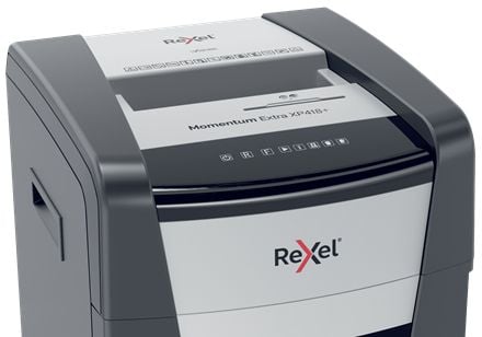 Rexel Momentum Extra XP418+ makuleringsmaskin med tverrsnitt 4x35 mm, ublokkerbar P4 Svart