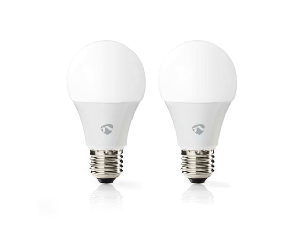 Nedis SmartLife - LED-lyspære - E27 - 9 W (ekvivalent 60 W) - klasse F - RGB/varmt til kjølig hvitt lys - 2700-6500 K - hvit (en pakke 2)