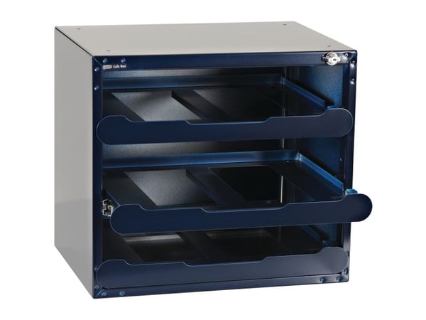 raaco SafeBox 80, Frittstående safe, Blå, Nøkkel, Stål, 3 hyller, 451 mm