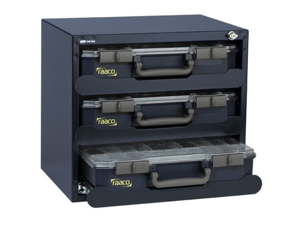raaco SafeBox 80, Frittstående safe, Blå, Nøkkel, Stål, 3 hyller, 451 mm