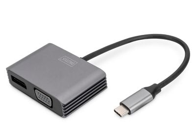 DIGITUS DA-70827 - Video adapter - USB-C (hann) til DisplayPort, VGA Adapter (hunn) - 20 cm - USB-strøm, støtter 21:9 kinosideforhold, 4K 30Hz støt...