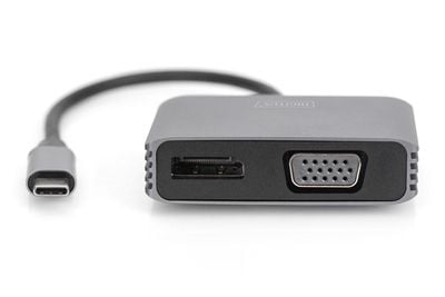 DIGITUS DA-70827 - Video adapter - USB-C (hann) til DisplayPort, VGA Adapter (hunn) - 20 cm - USB-strøm, støtter 21:9 kinosideforhold, 4K 30Hz støt...