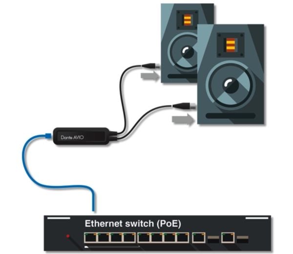 Monacor ADP-DAO-0X2, RJ-45, Hunkjønn, 2 x XLR (3-pin), Hankjønn, Sort