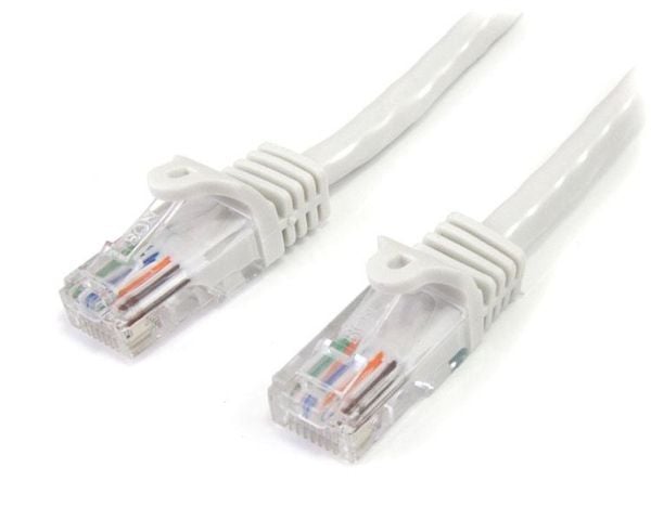 Startech 1m White Cat5e / Cat 5 Snagless Patch Cable - Koblingskabel - RJ-45 (hann) til RJ-45 (hann) - 1 m - UTP - CAT 5e - riser, uten hindringer ...
