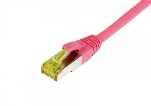 Patchkabel RJ45 CAT6A 500Mhz 10m magenta SSTPSFTP TPELSZHUltraflex AWG26 med CAT7 råkabel Synergy 21