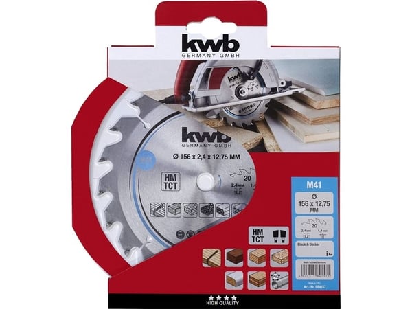 kwb 584157, Tungsten Carbide Tipped (TCT), Sponplate, Løvtre, Plast, Mykt tre, 18,4 cm, 1,6 cm, 1,4 mm, 2,4 mm