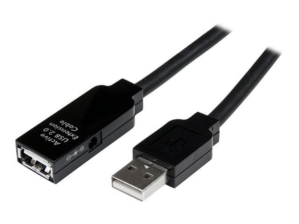 StarTech.com 25m USB 2.0 Active Extension Cable M/F - 25 metrin USB A uros - USB A naaras USB 2.0 Toistin / Extender Cable - Musta - 80ft (USB2AAEX...